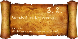 Barthalis Krizanta névjegykártya